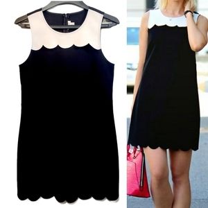 J Crew White & Black Scallop Trim Shift Dress